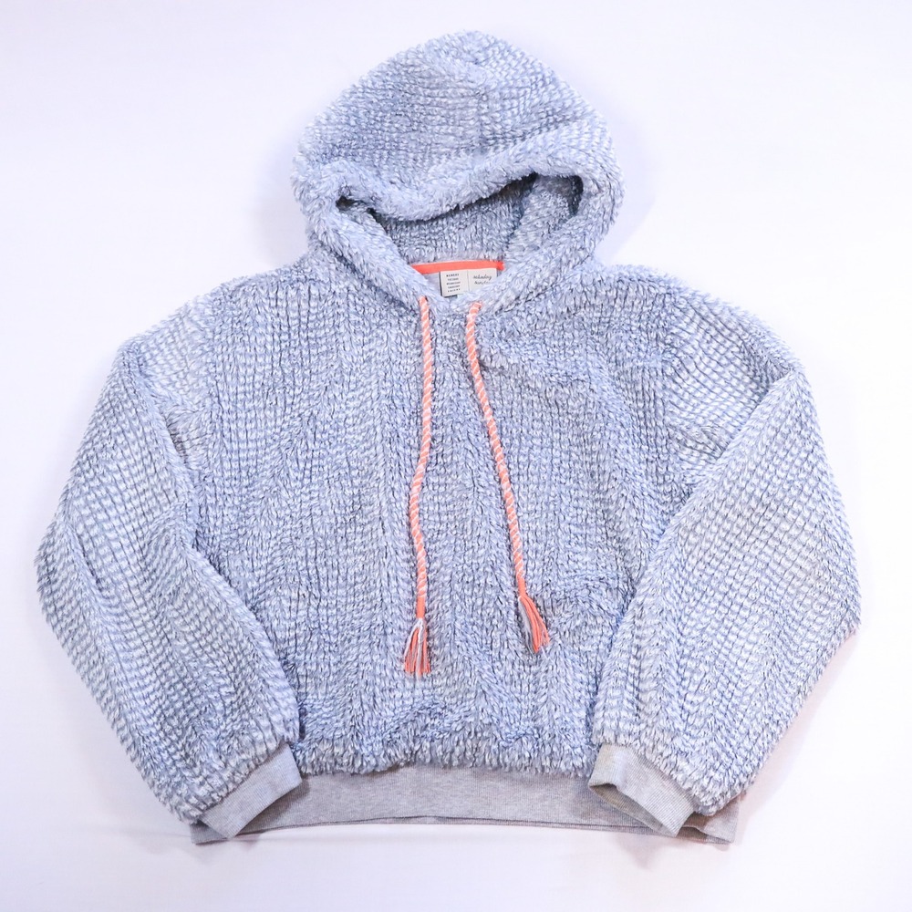 Saturday Sunday Anthropologie Nanette Sherpa Hoodie Women M Gray Plush Tassel